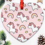 Cute-unicorn-rainbow-seamless-pattern-background Ornament (Heart) Front