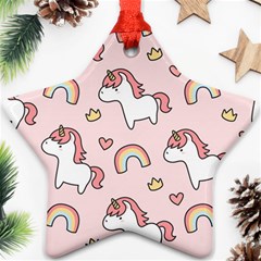 Cute-unicorn-rainbow-seamless-pattern-background Ornament (star)