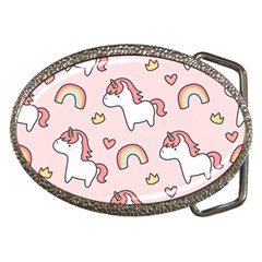 Cute-unicorn-rainbow-seamless-pattern-background Belt Buckles by Salman4z