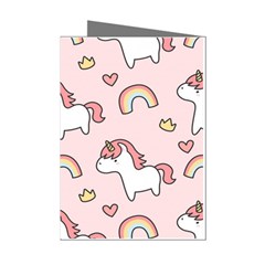 Cute-unicorn-rainbow-seamless-pattern-background Mini Greeting Cards (pkg Of 8)