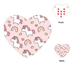 Cute-unicorn-rainbow-seamless-pattern-background Playing Cards Single Design (heart)