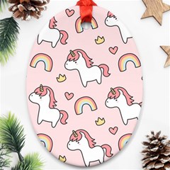 Cute-unicorn-rainbow-seamless-pattern-background Oval Ornament (two Sides)