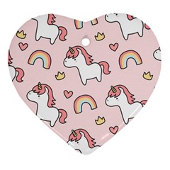 Cute-unicorn-rainbow-seamless-pattern-background Heart Ornament (two Sides) by Salman4z