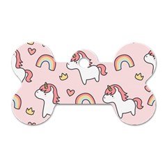 Cute-unicorn-rainbow-seamless-pattern-background Dog Tag Bone (one Side) by Salman4z