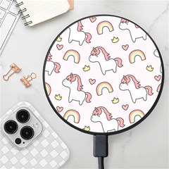 Cute-unicorn-rainbow-seamless-pattern-background Wireless Fast Charger(black) by Salman4z