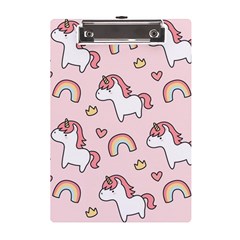 Cute-unicorn-rainbow-seamless-pattern-background A5 Acrylic Clipboard by Salman4z