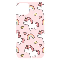 Cute-unicorn-rainbow-seamless-pattern-background Iphone 14 Plus Black Uv Print Case by Salman4z