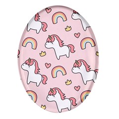 Cute-unicorn-rainbow-seamless-pattern-background Oval Glass Fridge Magnet (4 Pack) by Salman4z