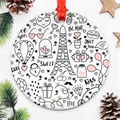 Big-collection-with-hand-drawn-objects-valentines-day Round Ornament (two Sides)