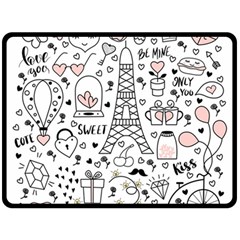 Big-collection-with-hand-drawn-objects-valentines-day Fleece Blanket (large) by Salman4z