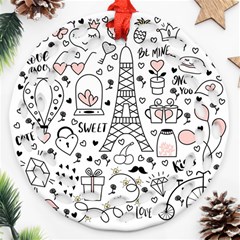 Big-collection-with-hand-drawn-objects-valentines-day Ornament (round Filigree)