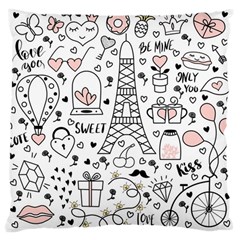 Big-collection-with-hand-drawn-objects-valentines-day Large Cushion Case (one Side) by Salman4z