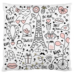 Big-collection-with-hand-drawn-objects-valentines-day Large Premium Plush Fleece Cushion Case (two Sides) by Salman4z