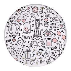 Big-collection-with-hand-drawn-objects-valentines-day Round Glass Fridge Magnet (4 Pack) by Salman4z