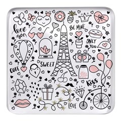 Big-collection-with-hand-drawn-objects-valentines-day Square Glass Fridge Magnet (4 Pack) by Salman4z