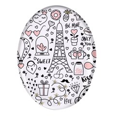 Big-collection-with-hand-drawn-objects-valentines-day Oval Glass Fridge Magnet (4 Pack) by Salman4z