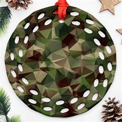 Abstract-vector-military-camouflage-background Round Filigree Ornament (two Sides)