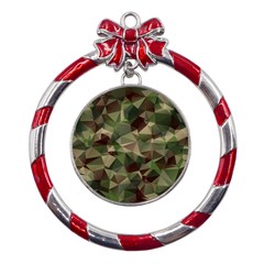 Abstract-vector-military-camouflage-background Metal Red Ribbon Round Ornament by Salman4z