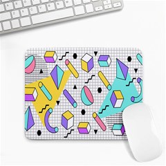 Tridimensional-pastel-shapes-background-memphis-style Small Mousepad by Salman4z