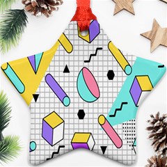 Tridimensional-pastel-shapes-background-memphis-style Ornament (star)