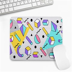 Tridimensional-pastel-shapes-background-memphis-style Large Mousepad by Salman4z