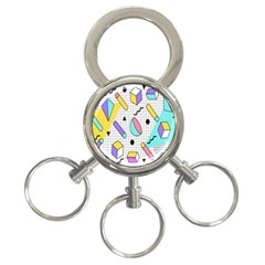 Tridimensional-pastel-shapes-background-memphis-style 3-ring Key Chain by Salman4z