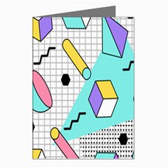 Tridimensional-pastel-shapes-background-memphis-style Greeting Cards (pkg Of 8)