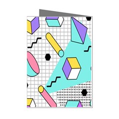 Tridimensional-pastel-shapes-background-memphis-style Mini Greeting Cards (pkg Of 8)