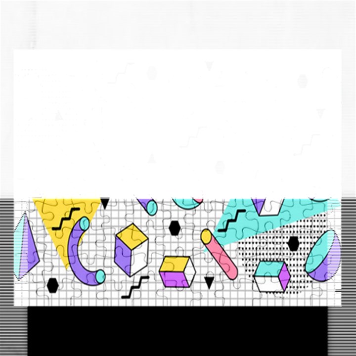 Tridimensional-pastel-shapes-background-memphis-style Rectangular Jigsaw Puzzl