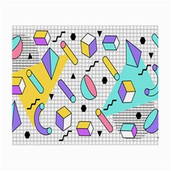 Tridimensional-pastel-shapes-background-memphis-style Small Glasses Cloth by Salman4z