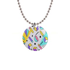 Tridimensional-pastel-shapes-background-memphis-style 1  Button Necklace by Salman4z