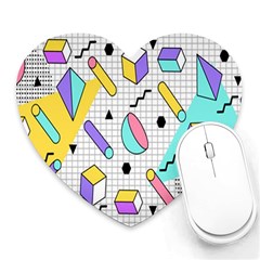 Tridimensional-pastel-shapes-background-memphis-style Heart Mousepad by Salman4z