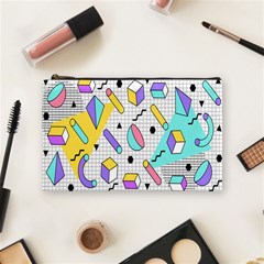 Tridimensional-pastel-shapes-background-memphis-style Cosmetic Bag (medium) by Salman4z