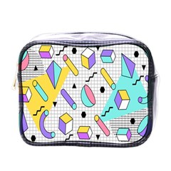 Tridimensional-pastel-shapes-background-memphis-style Mini Toiletries Bag (one Side) by Salman4z