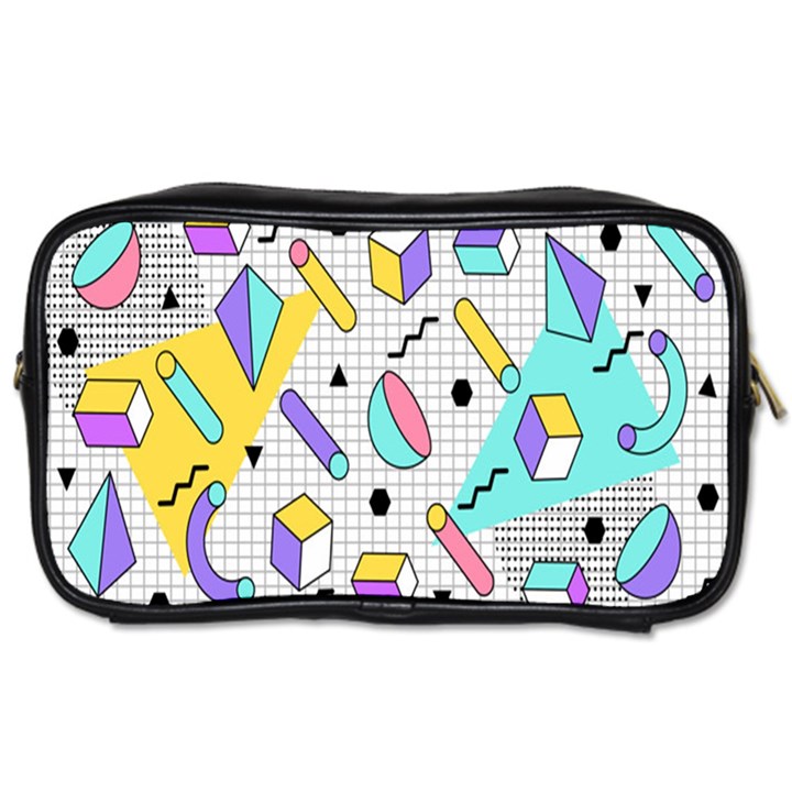 Tridimensional-pastel-shapes-background-memphis-style Toiletries Bag (One Side)