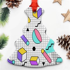 Tridimensional-pastel-shapes-background-memphis-style Ornament (christmas Tree) 