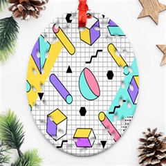 Tridimensional-pastel-shapes-background-memphis-style Ornament (oval Filigree)