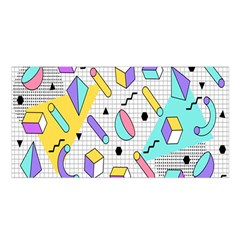 Tridimensional-pastel-shapes-background-memphis-style Satin Shawl 45  X 80  by Salman4z