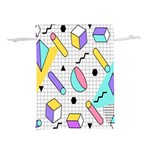 Tridimensional-pastel-shapes-background-memphis-style Lightweight Drawstring Pouch (S) Front