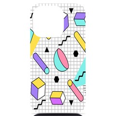 Tridimensional-pastel-shapes-background-memphis-style Iphone 14 Pro Black Uv Print Case