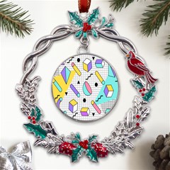 Tridimensional-pastel-shapes-background-memphis-style Metal X mas Wreath Holly Leaf Ornament