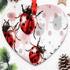 Ladybugs-pattern-texture-watercolor Ornament (heart)