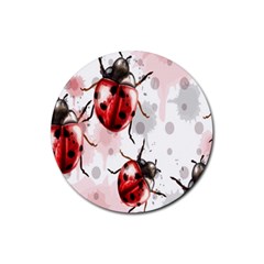 Ladybugs-pattern-texture-watercolor Rubber Coaster (round) by Salman4z