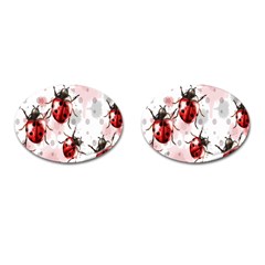 Ladybugs-pattern-texture-watercolor Cufflinks (oval) by Salman4z