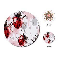 Ladybugs-pattern-texture-watercolor Playing Cards Single Design (round)