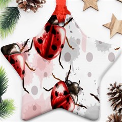 Ladybugs-pattern-texture-watercolor Star Ornament (two Sides) by Salman4z