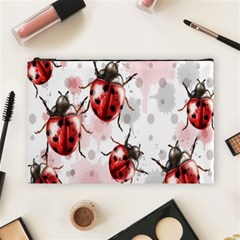 Ladybugs-pattern-texture-watercolor Cosmetic Bag (large) by Salman4z