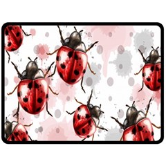 Ladybugs-pattern-texture-watercolor Fleece Blanket (large) by Salman4z