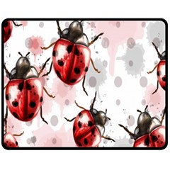 Ladybugs-pattern-texture-watercolor Fleece Blanket (medium) by Salman4z