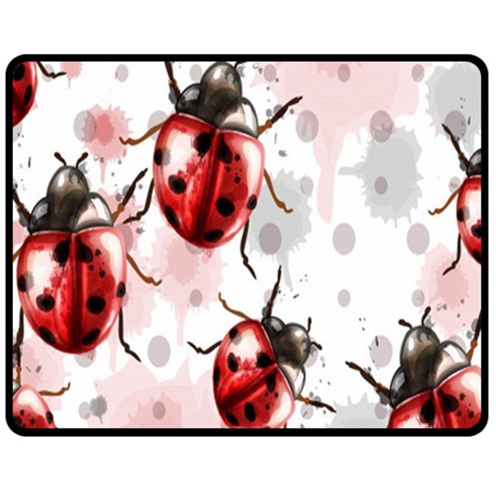 Ladybugs-pattern-texture-watercolor Fleece Blanket (Medium)